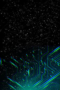黑夜光绿色蓝色线路板线条荧光奇幻广告背景