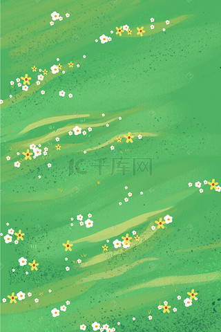 绿色草坪小花背景海报