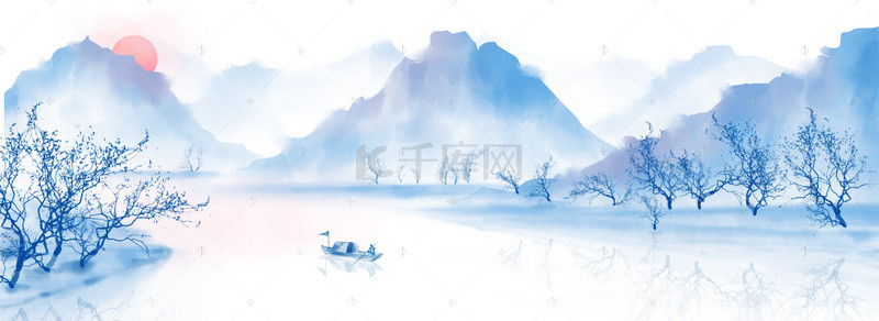 复古水墨山水画背景图片_复古中国风水墨山水画背景