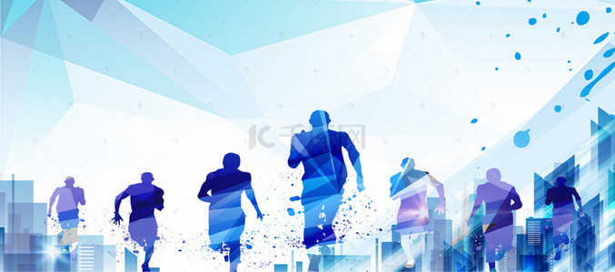 青年节运动背景图片_五四青年节运动奔跑几何Banner