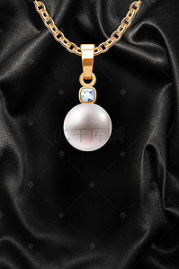 黑色时尚大气珍珠项链背景素材