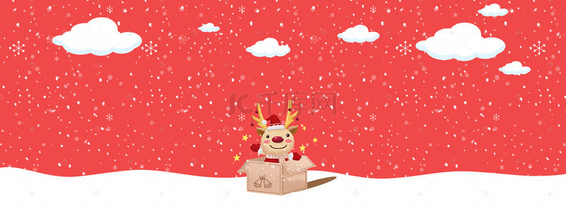 雪人卡通图片背景图片_圣诞节雪花红色banner