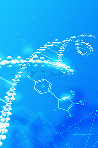 癌症线条背景图片_蓝色几何医学基因平面素材