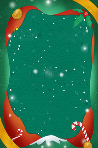 圣诞节绿色海报背景图片_圣诞节卡通剪纸风绿色海报背景