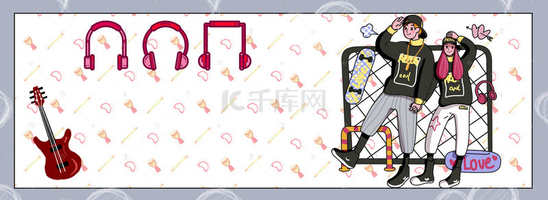 卡通音乐培训背景banner