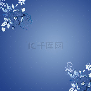 中国青花瓷风背景图片_中国风蓝色花朵青花瓷PSD分层主图背景