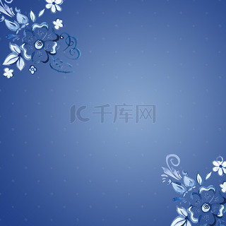 中国风蓝色花朵青花瓷PSD分层主图背景