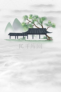 中国风院子海报背景图片_新中式地产高端地产开幕背景