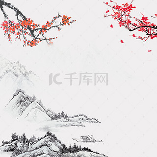 中国风水背景图片_中国风水墨画海报招贴画册水彩背景素材