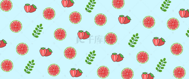 水果西瓜手绘背景图片_手绘漂浮下落草莓西瓜底纹背景
