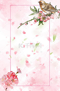 雨伞手绘背景图片_粉色手绘桃花春季店铺首页背景