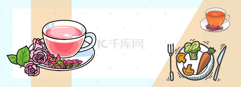 养生茶背景图片_简约小清新减肥茶banner