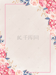 粉色花朵背景图片_春天美丽花边框背景