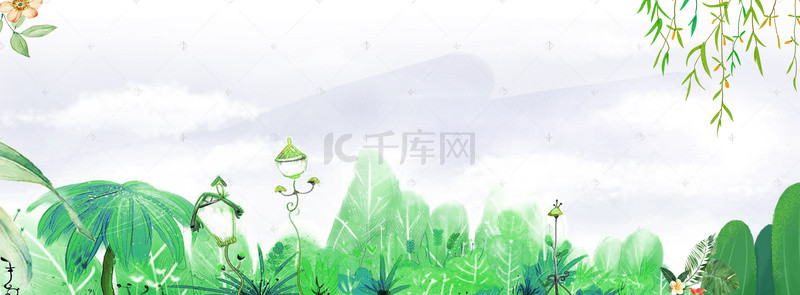 清新绿植背景背景图片_夏日清新绿植banner