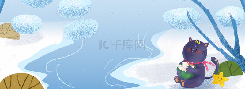 创意节气插画背景图片_二十四节气之冬至创意插画喵咪吃饺子