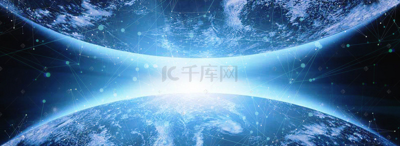 蓝色星球科技商务背景图片_大气蓝色科技地球对称背景
