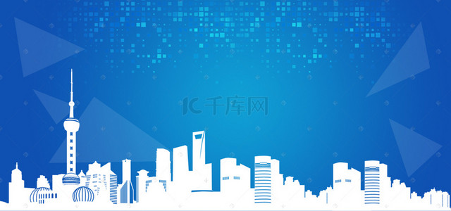 上海故事背景图片_科技几何城市建筑电商海服模板
