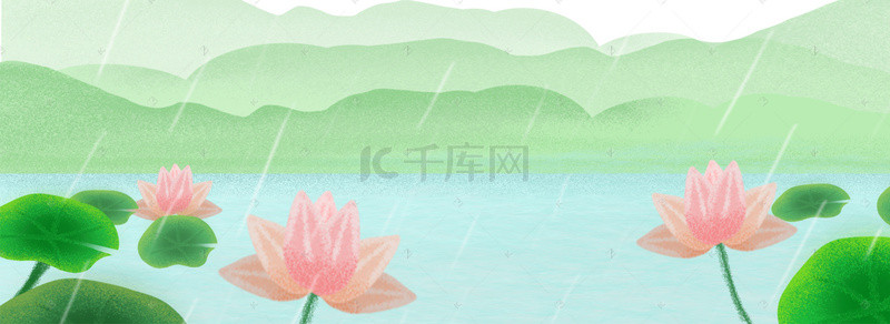 中国风水墨画荷花荷叶夏季新品海报背景素材