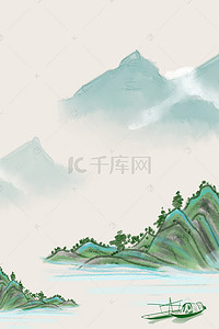 划船背景图片_中国风山水印象背景
