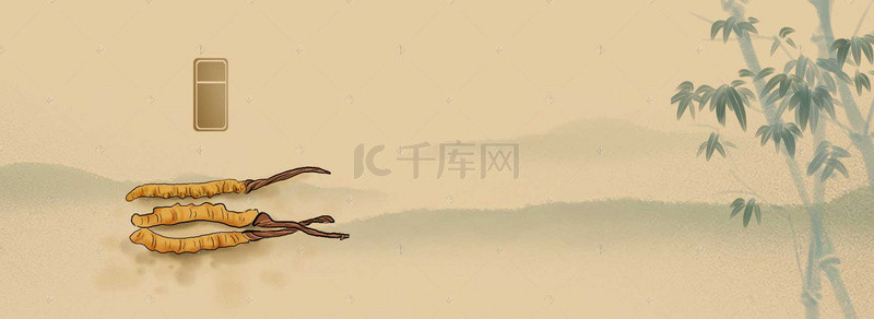 中药中国风背景图片_中国风虫草古典人物海报背景素材