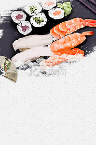 吃货背景图片_简约日本美食寿司平面素材