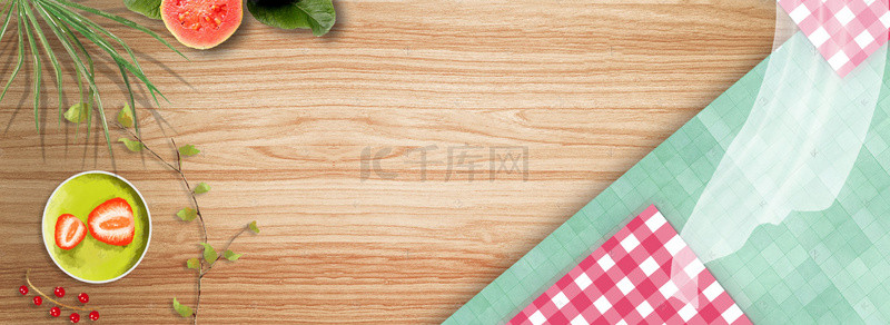 桌面背景图片_木质桌面食物banner