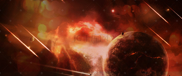 战争背景图片_科幻战争星球火焰背景