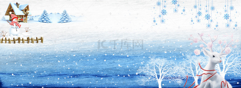12月你好冬天雪天雪人鹿银树