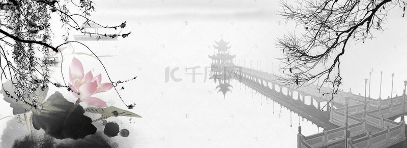 现代水墨画背景图片_水墨中国风西湖旅游背景