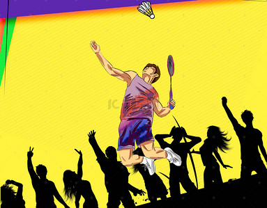 运动海报背景素材背景图片_活力青春正能量羽毛球比赛海报背景素材