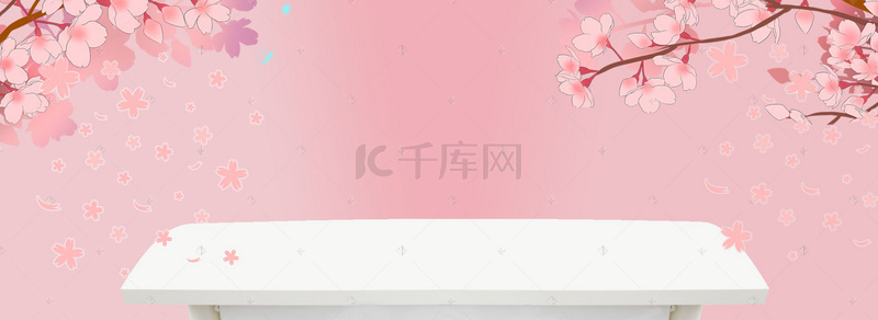 夏季粉色墙面玫瑰花装饰海报背景