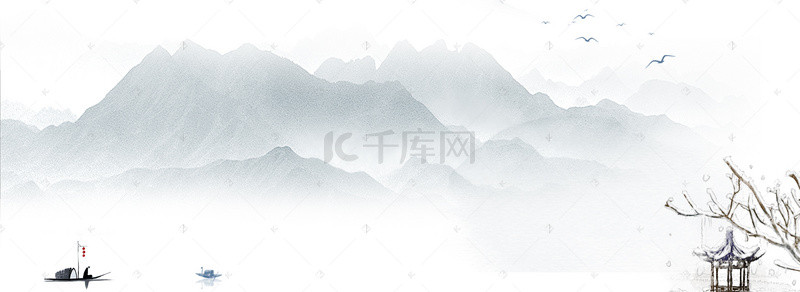 雪背景图片_水墨山水背景海报