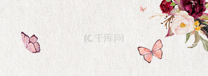 女装海报背景图片_手绘卡通花卉banner海报背景