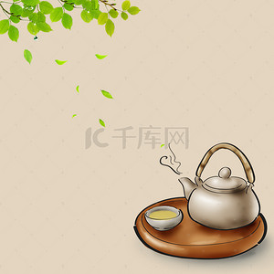 乌龙茶茶叶背景图片_古朴茶叶茶具PSD分层主图背景素材