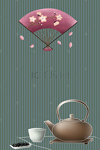 铁壶背景图片_中国传统茶道海报背景素材