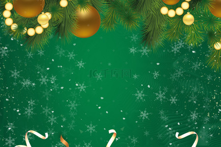 狂欢圣诞节背景图片_圣诞节简约雪花绿色banner