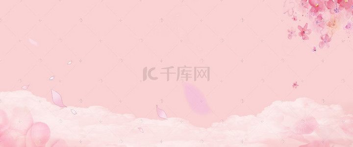 妇女节女生节女王节清新粉色剪纸风花朵海报