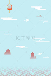 古风山底纹背景图片_韩国传统经典图案背景天蓝色底纹