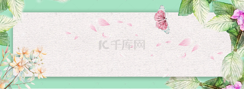 清新花卉植物边框banner