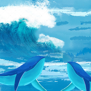 手绘鲸鱼背景图片_海里的鲸鱼手绘背景