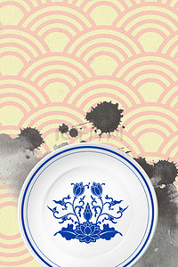 中国风文明餐桌海报背景素材