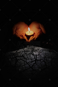 蜡烛祈福自然灾害简约黑色背景