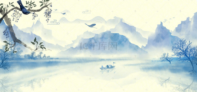 中国风山水画古典banner