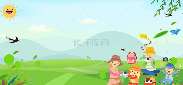 家庭背景图片_韩式清新幸福家庭一家人野餐团聚海报背景