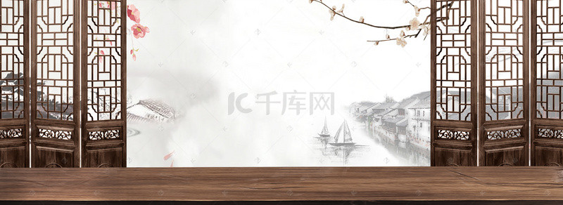 中木板国风背景图片_中国风茶叶酒水banner