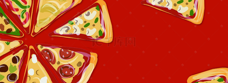 披萨背景图片_吃货节美味披萨简约美式banner