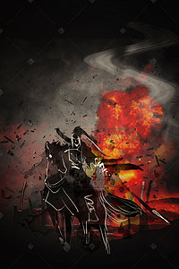 yu将军背景图片_大气战场上的将军英雄榜战火背景
