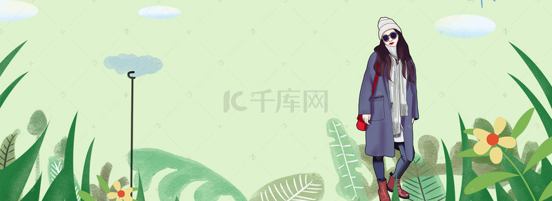 banner箱包背景图片_手绘插画banner海报展板