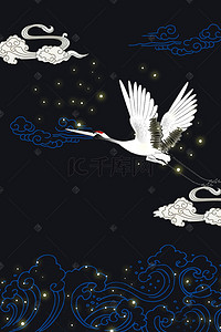 国际中国背景图片_国际中国风仙鹤传统海报背景