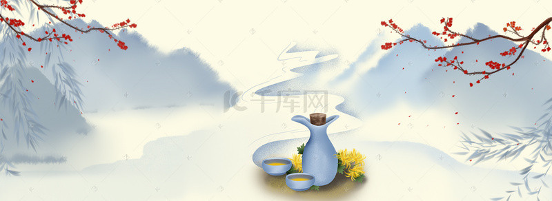 中国风背景背景图片_茶文化大气中国风海报背景图